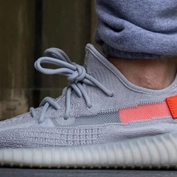 Grey Knit Casual Sneakers with Orange Heel Tab – Lightweight Comfortable Streetw - Picture 5 of 10